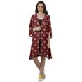 thumbnail image 2 of Moomaya Front Open Printed Shrug 3/4 Sleeve Georgette Beach Cover Up For Women, 2 of 6
