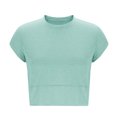 thumbnail image 5 of Womens Oversized Crop Tops Workout Short Sleeve Round Neck T Shirts Summer Casual Loose Fit Basic Tee Shirts, 5 of 5