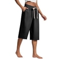 thumbnail image 4 of Uqiangy Waist Flowy Pants Womens Cropped Linen Pants Linen Capris For Women Women's Linen Wide Leg Capri Pants Flowy Capris For Women Cropped Linen Pants Women Linen Pants Women Plus Size Black M, 4 of 5