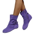 thumbnail image 1 of Bottes Mi-Mollet Décontractées pour Femmes, Mode, Boucle, Suède, Bout Rond, Plates, Sans Talons, Bottillons Courts, Hiver Automne, 1 of 6
