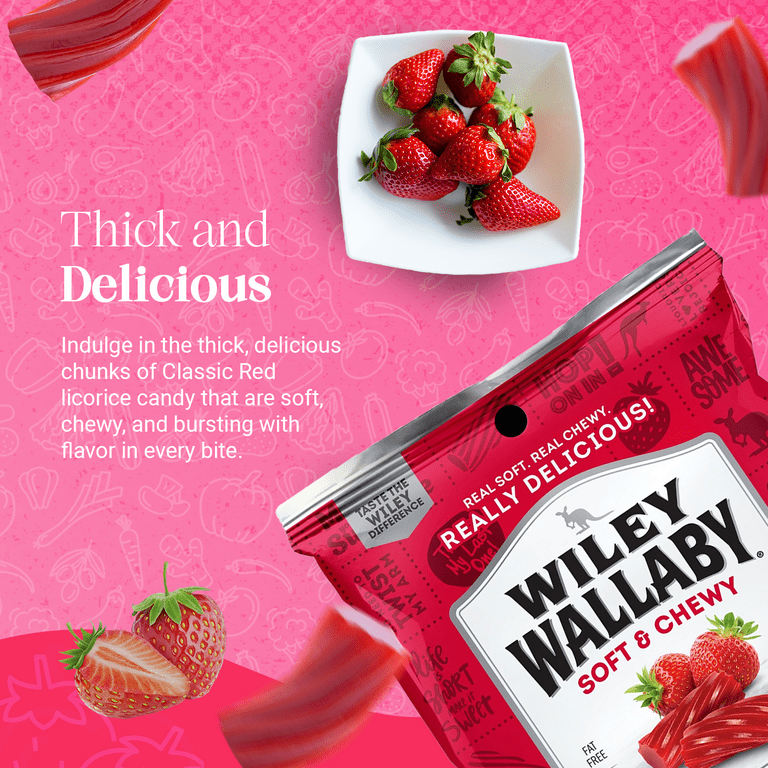 The Mulberry Shop Wiley Wallaby Red Licorice Bundle, Strawberry