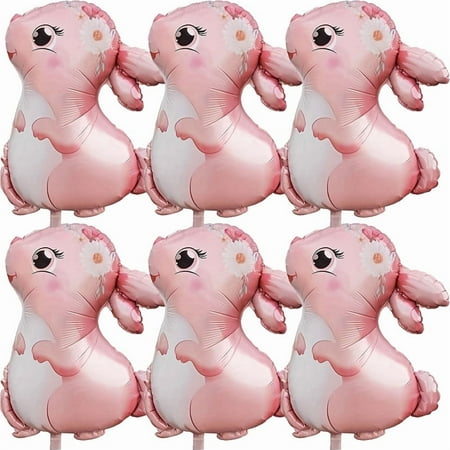 6pcs Bunny Balloons Rabbit Head Foil Balloons for Easter Themed Party Supplies Decorations