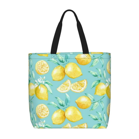 Hirioo Yellow Lemon for Tote Bag for Women, Quilted Shoulder Bag with Zipper, Large Capacity Handbags for Casual, Travel, Work
