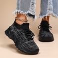 thumbnail image 2 of Womens Sneakers Solid Color Lace Up Sneakers Solid Color Flying Woven Running Shoes Running Shoes Women Dark Gray 39, 2 of 9
