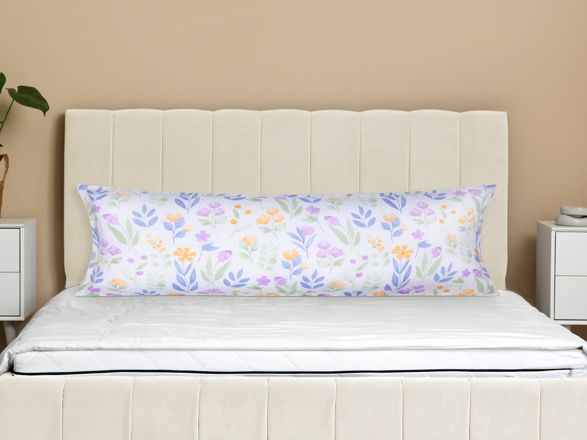 Unique Bargains 1 Pcs Pillowcase Breathable Soft Floral Pillow Cases Purple 20"x72"