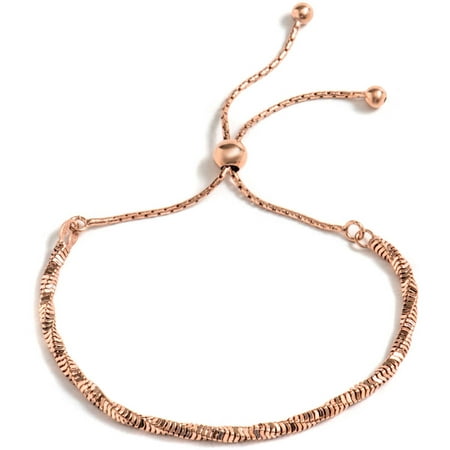 PORI Jewelers 18kt Rose Gold-Plated Sterling Silver Twisted Snake Chain Adjustable Bracelet