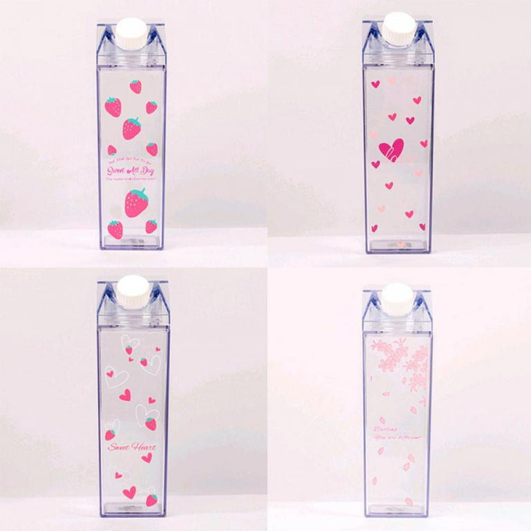  Vmiapxo 3 Pack 17oz Clear Milk Carton Water Bottle, Portable Plastic  Milk Carton Milk Jug Square Minimalistic Water Bottle (Pink) : Grocery &  Gourmet Food