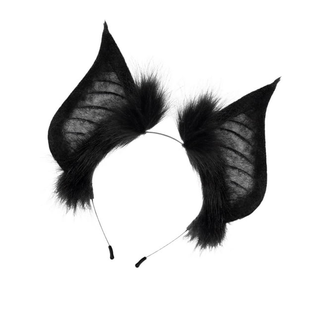 Diadema con orejas de murciélago de imitación de animal, diadema con orejas peludas de animal para baile de graduación