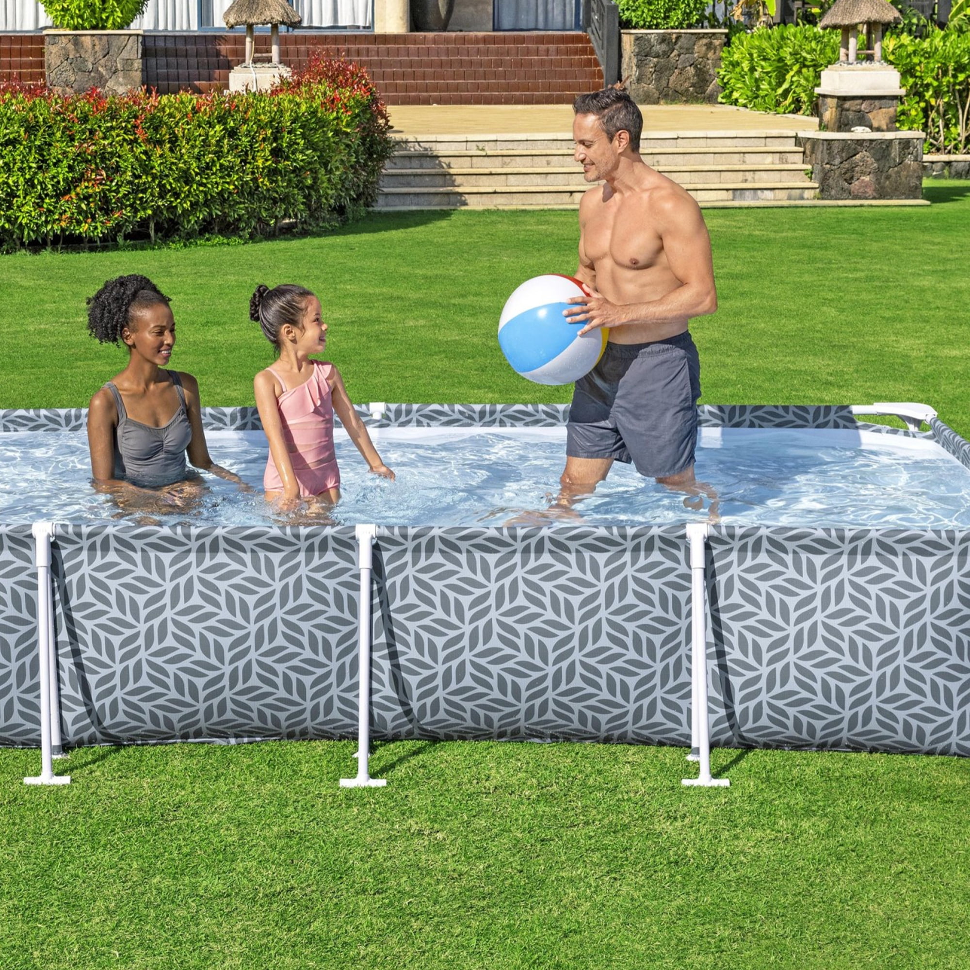 Bestway Steel Pro Rectangle Above Ground Pool Set, 12' x 6'7" x 26"