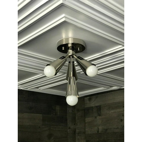 Modern 4 Cone Light Mid Century Semi Flush