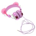 thumbnail image 4 of Pink Kids Over Ear Headphone with Rhinestone Glitter and Furry Ball Ears for Music Listening ABS PVC, 4 of 8