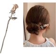 thumbnail image 2 of cabello con flores de rosas para mujer, accesorios para el cabello, horquilla china para moños, regalos de Navidad y cumpleaños para niñas y mujeres, palillos de pelo para bollos (2pcs), 2 of 5