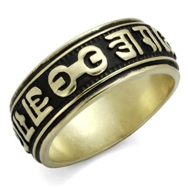 Alamode TK2471-12 Men IP Antique Copper Stainless Steel Ring with Epoxy in Jet - Size 12