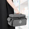 thumbnail image 4 of Pequeña bolsa de almacenamiento de medicamentos vacía, caja de primeros auxilios familiar, organizador de botellas de pastillas para suministros médicos de emergencia, gris (solo bolsa), 4 of 5