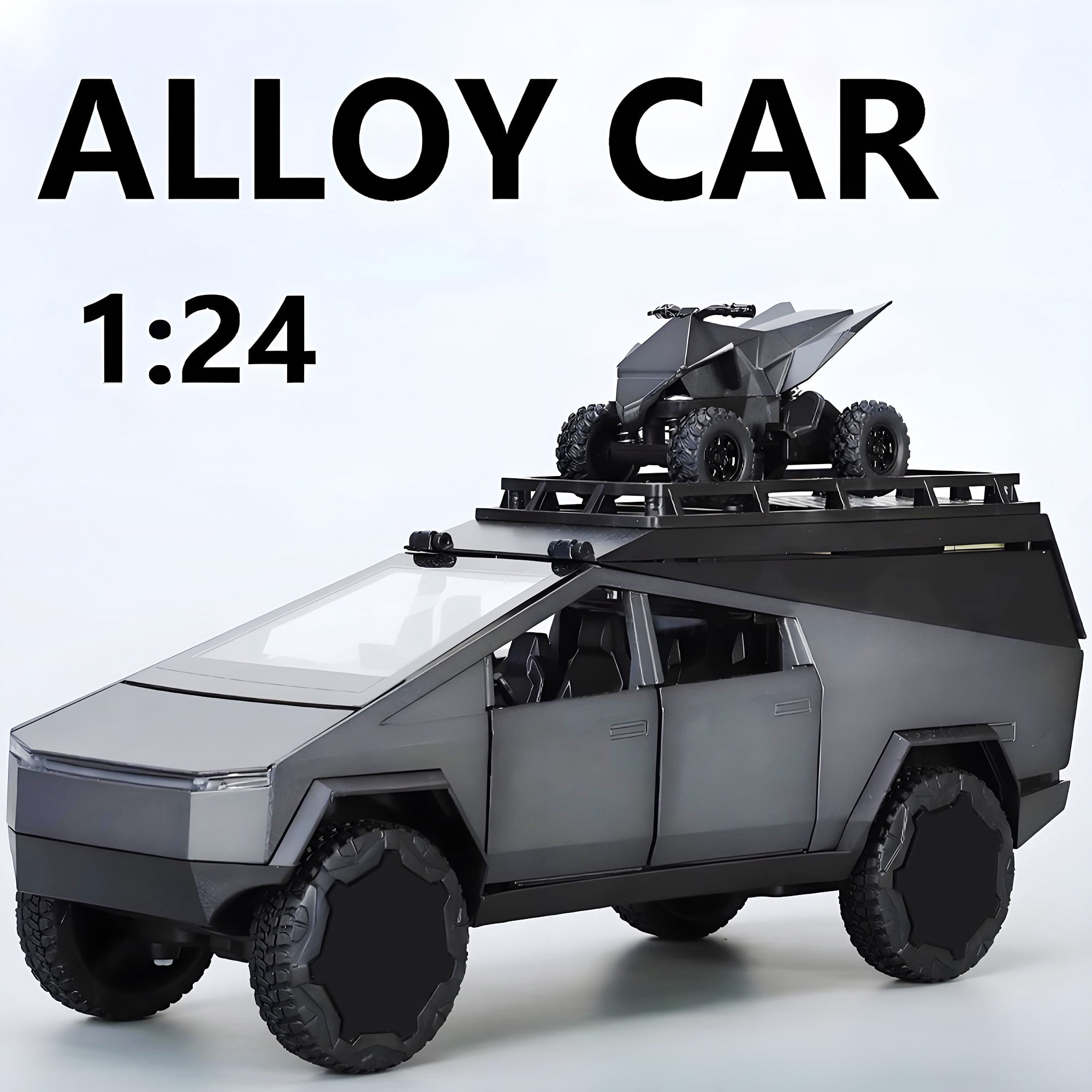 Anmyjuly 1/24 Camping Rv Car Model Toys,Pickup Truck Model with Sound and Light Function, Suitable Gifts, Decorations, Collectibles,Gray