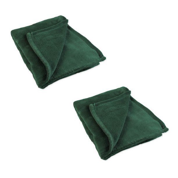 Plush Fleece Throw Blanket 50x60", Set of 2, Green