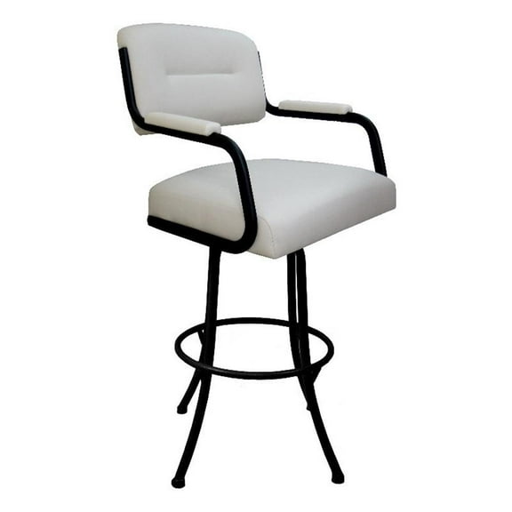 Swivel Metal Extra Tall 34" Bar Stool - M-110 - Ocean Beige Vinyl - Black
