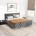 thumbnail image 4 of Bella Mid Century Modern Gray Velvet Upholstered King Platform Bed, 4 of 7