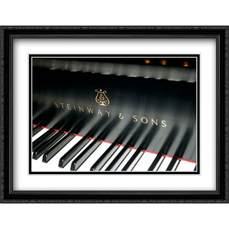 Steinway & Sons, Piano Keys With Modern Logo 2x Matted 28x22 Large Black Ornate Framed Art