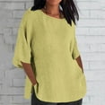 thumbnail image 2 of AherBiu Plus Size Tops for Women 3/4 Sleeve Scoop Neck Summer Casual Loose Lightweight T Shirts Blouse, 2 of 6