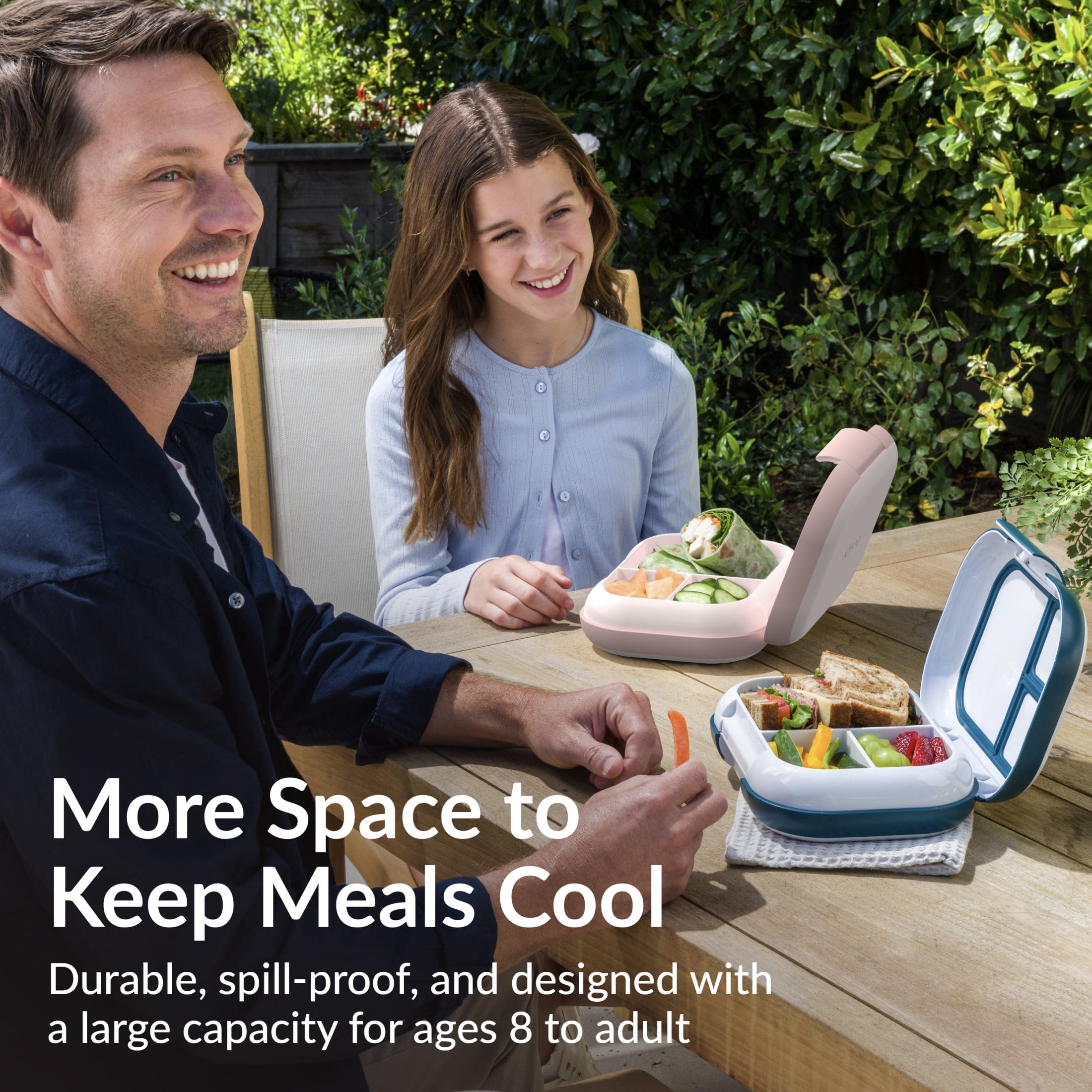 Bentgo Chill Max Leak-Proof XL Lunch Box - Included Ice Pack Keeps Food Cold; 5-Cup Capacity for Ages 8+, 3 or 4 Compartment Bento Box, BPA-Free, Dishwasher Safe (Pink Cloud & Blush)