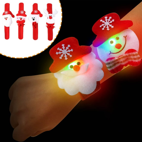 CASAFUN Christmas Slap Bracelets Christmas Treats Toys Favors with Santa Claus Snowman for Students Classroom Party Exchange Gifts
