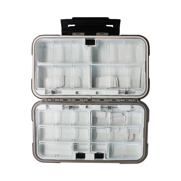 Yuarrent Caja portátil sellada de plástico ABS, anzuelos duraderos para carretes de pesca, cajas de señuelos, estuche organizador, equipo de Pescar L Gris