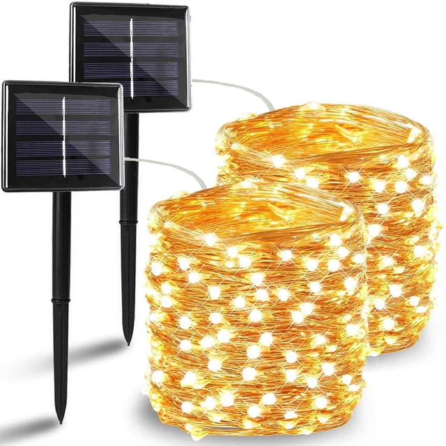 Guirnalda de luces solares BHCLIGHT, paquete de 2 unidades, 44 m, 400 LED, impermeables
