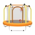 thumbnail image 6 of Leumius 55" Trampoline for Kids with Enclosure,Indoor & Outdoor Trampoline with Basketball Hoop for Boys & Girls,Yellow, 6 of 6