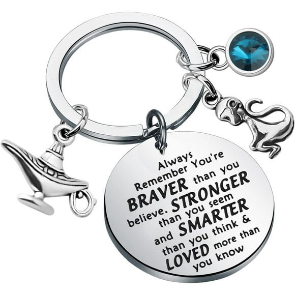 GFDYREE Jasmine Princess Movie Keychain You Are Braver Stronger Smarter Than You Think Jewelry Jasmine and Aladdin Fans Gifts