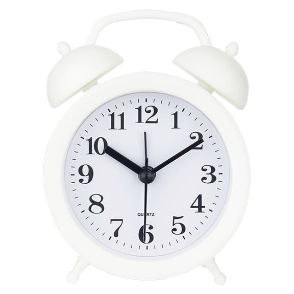 Loud Alarm Clock for Heavy Sleepers Adults,Silent Non-Ticking Quartz,Twin Bell Analog Kids Alarm Clocks for Bedrooms Bedside - White