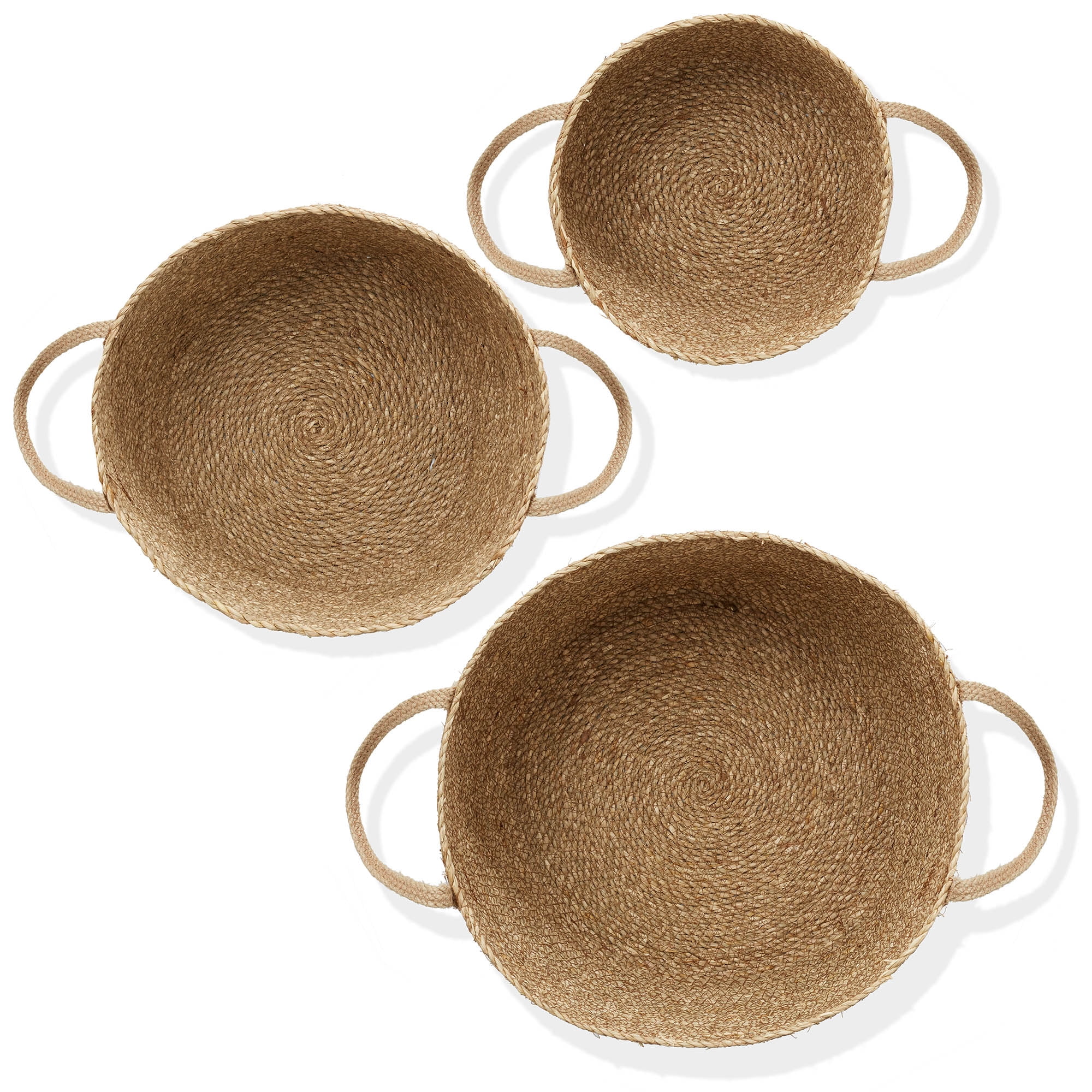 Casafield (Set of 3) Braided Seagrass Basket Planters, Natural Woven Storage Bins for Boho Home Decor, Indoor Plant Pot Covers