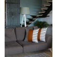 thumbnail image 2 of Set of 2 Monochromic Stripe Ends and Brown Faux Leather Lumbar Pillow Covers, 2 of 2