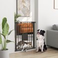 thumbnail image 2 of PawHut 30"-32" Extra Wide Pet Gate Barrier with Small Door, 35"H, Black, 2 of 10