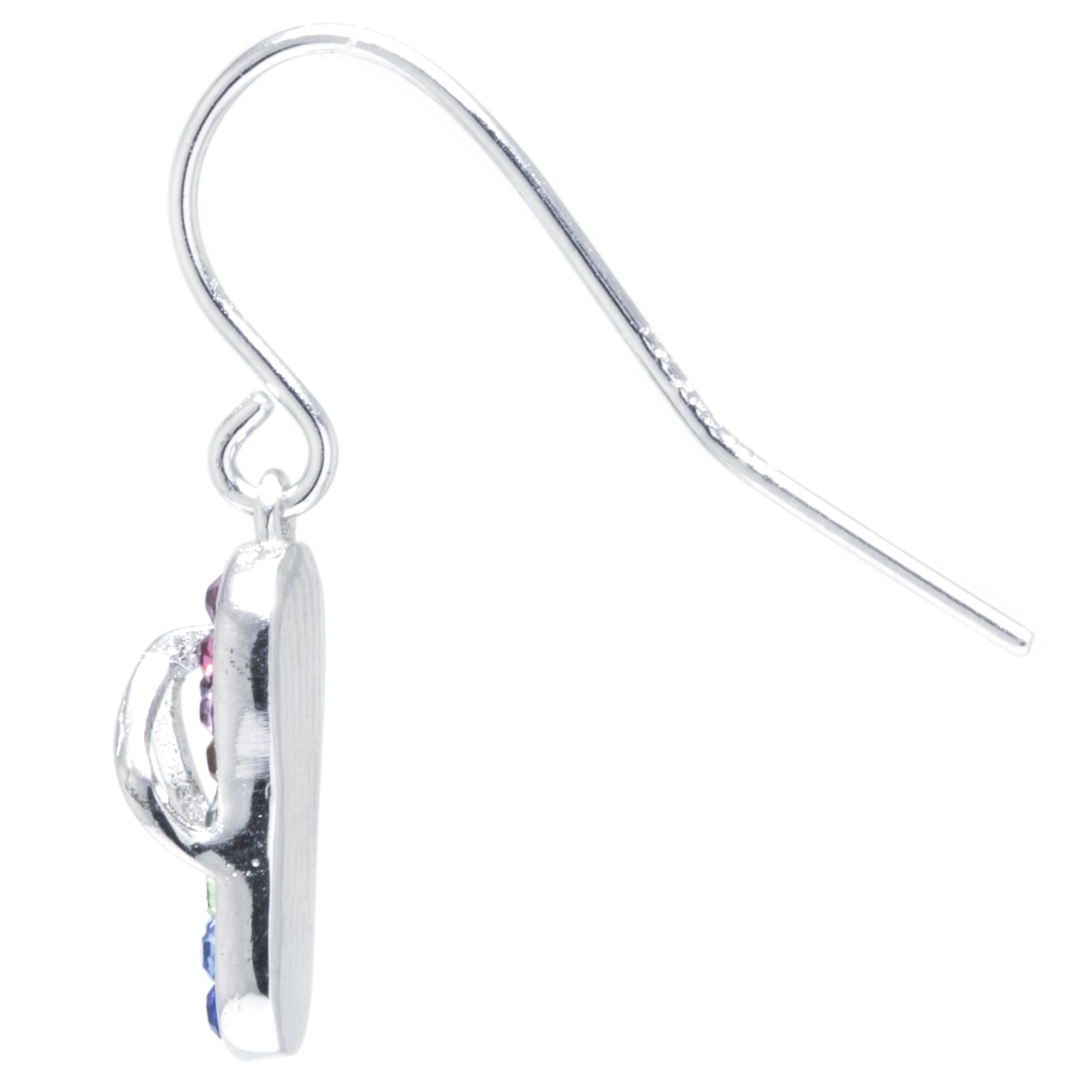 Marisol & Poppy Multi-Color Crystal Flip-Flop Drop Earrings in Sterling Silver for Women & Teens