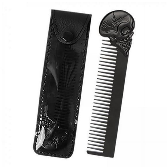 Peine para barba para hombres,Peine para barba para hombres Herramienta para recortar barba de pelo de aleación pequeña,Plantilla para dar forma a la barba Peine con bolsillo para el cabello