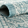 thumbnail image 3 of Rugs.com Outdoor Aztec Collection Rug – 10 Ft Round Aqua Flatweave Rug Perfect For Kitchens, Dining Rooms, 3 of 6
