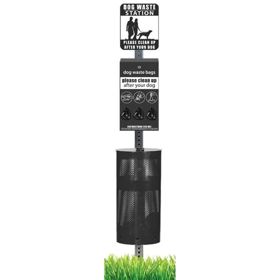 Pet Waste Station / Dog Waste Stations - Everything Included - Free 400 dog waste bags and 25 can liners