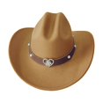thumbnail image 4 of XIAOCHA Women's Rhinestone Embellished Wool Cowboy Hat Cattleman Rodeo Wide Brim Western Hat,Khaki, 4 of 4