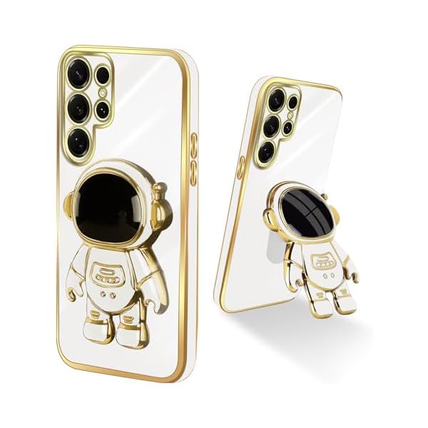 wonima11 for Samsung Galaxy S25 Ultra 5G Case (6.9-inch), with Astronaut Hidden Stand Kickstand 6D Design Cover - Black