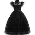 thumbnail image 4 of Addams-vestido de Cosplay para niña y niño, disfraces de película, vestidos góticos negros, ropa de fiesta de Halloween para mujer, 4 of 5