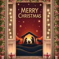 thumbnail image 5 of Decorative Design Merry Christmas Banner Nativity Scene Backdrop Polyester Material Star Nativity Banner for Christmas Party Religious Celebration Indoor Decoration, 5 of 9