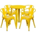 thumbnail image 2 of Emma + Oliver Commercial 24" Round Yellow Metal Indoor-Outdoor Table Set with 4 Arm Chairs, 2 of 5