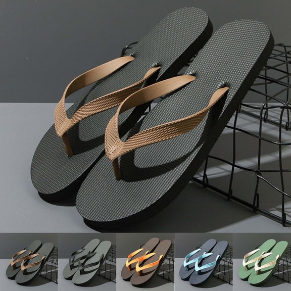 WIZUTIZ Men's Flip-Flops for Summer Outdoor Wear Anti-Slip Outdoor Thong Sandals Trendy Men's Beach Sandals