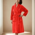 thumbnail image 2 of Besolor Men Women's Winter Fleece Bathrobes Soft Plush Sleepwear Warm Knee Length Belted Robes with Pockets, 2 of 3