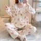 thumbnail image 3 of Pijamas de mujer embarazada de primavera y otoño, ropa de lactancia de moda con cuello en V y encaje, ropa de casa de manga larga, más que un traje, 3 of 6