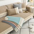 thumbnail image 2 of Funda de sofá acolchada con bordado de plumas de lujo, protege y mejora el sofá, para el hogar Decoración elegante, toalla de sofá para sala de estar, 1 unidad, 2 of 5