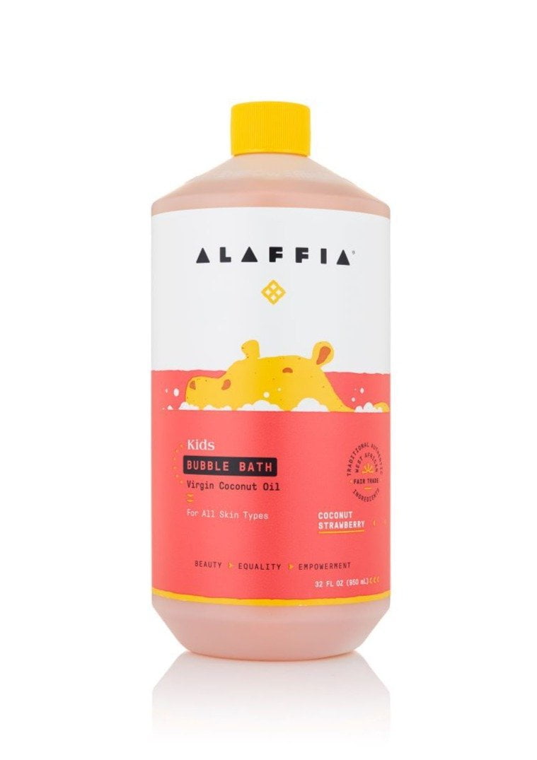 Alaffia Everday Day Coconut Bubble Bath For Babies and Up Coconut Strawberry 32 fl oz