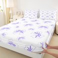 thumbnail image 3 of Manfei Cartoon Bow Tie Bed Sheets,Girl Kawaii Bowknot King Sheets,Purple White Sheet Set For Teens,Luxury Bedroom Decor,4 Pieces, 3 of 7