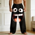 thumbnail image 2 of Gyexs Mens Casual Pajama Pants Funny 3D Cartoon Face Printed Sweatpants Drawstring Elastic Relaxed Fit Trousers Black, Size XXXL, 2 of 4